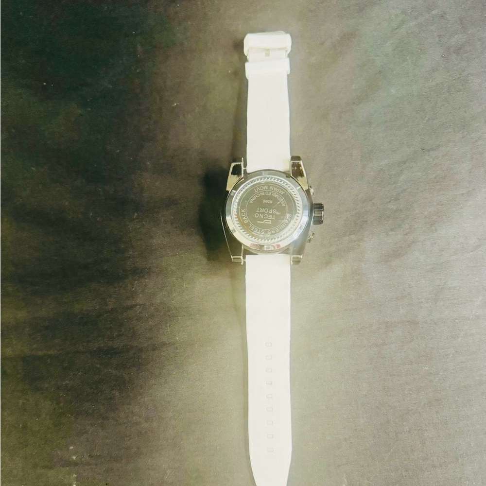 White Strap Sport Watch with Black & Gold Case - Picture 5 of 12